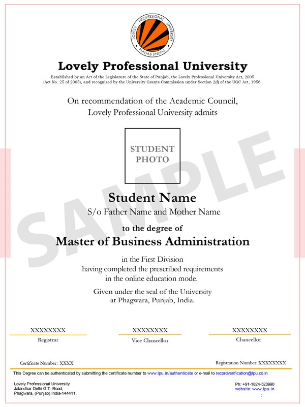 LPU sample degree certificate